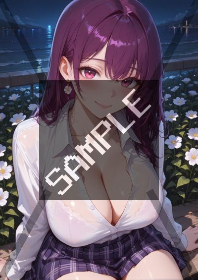 紫髪のAIイラストポスター SG6915